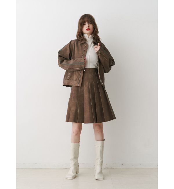 jouetie「フェイクレザーバイカーブルゾン【セットアップ対応】」|ブルゾン・スタジャン|