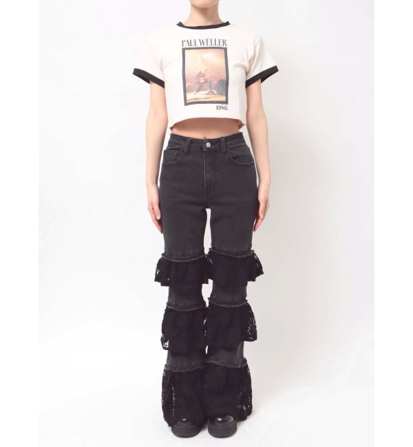 jouetie「レースフリルフレアデニム」|デニム|