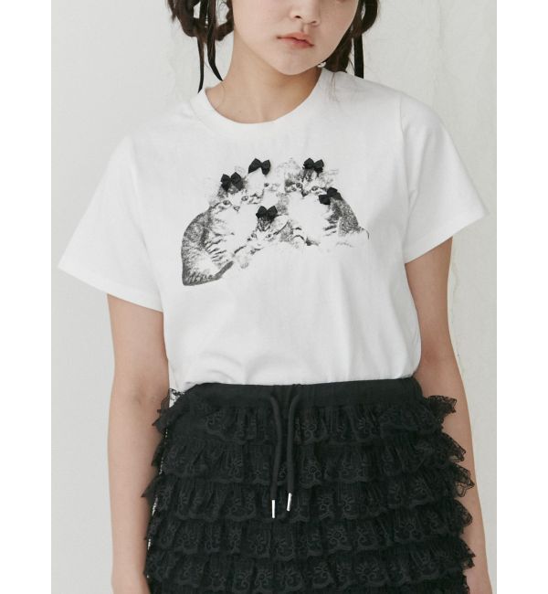 merry jenny「CAT ribbon Tee」|Tシャツ・カットソー|オフホワイト