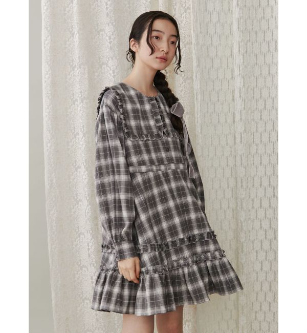 merry jenny「checkスクエアカラーミニワンピース」|ワンピース|