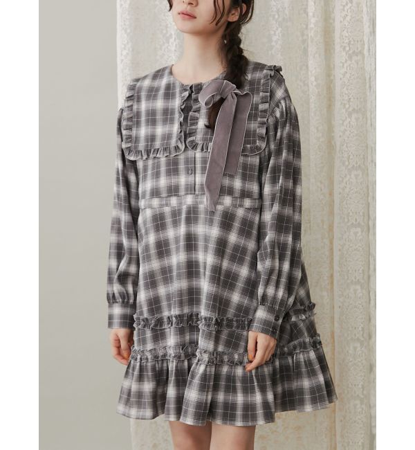 merry jenny「checkスクエアカラーミニワンピース」|ワンピース|