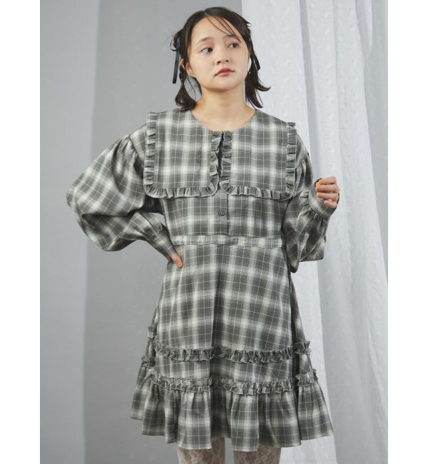merry jenny「checkスクエアカラーミニワンピース」|ワンピース|