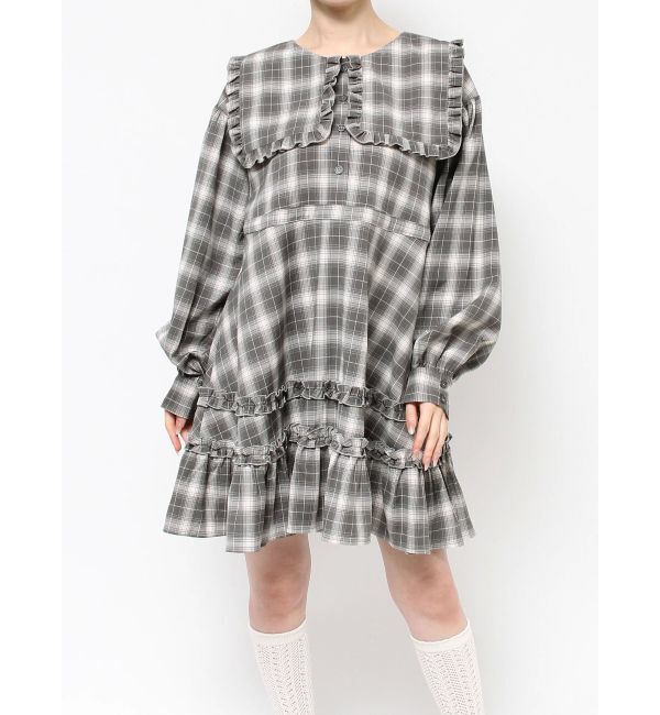 merry jenny「checkスクエアカラーミニワンピース」|ワンピース|