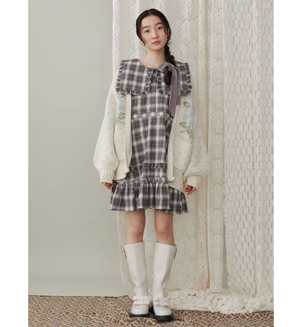 merry jenny「checkスクエアカラーミニワンピース」|ワンピース|
