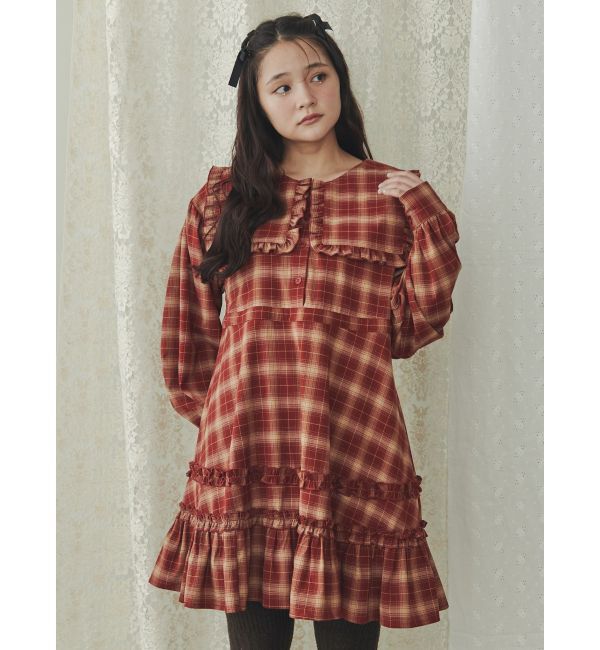 merry jenny「checkスクエアカラーミニワンピース」|ワンピース|