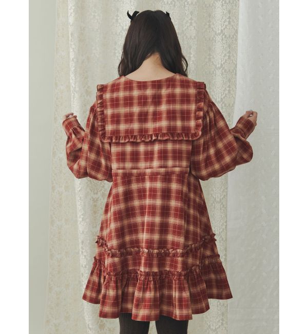 merry jenny「checkスクエアカラーミニワンピース」|ワンピース|