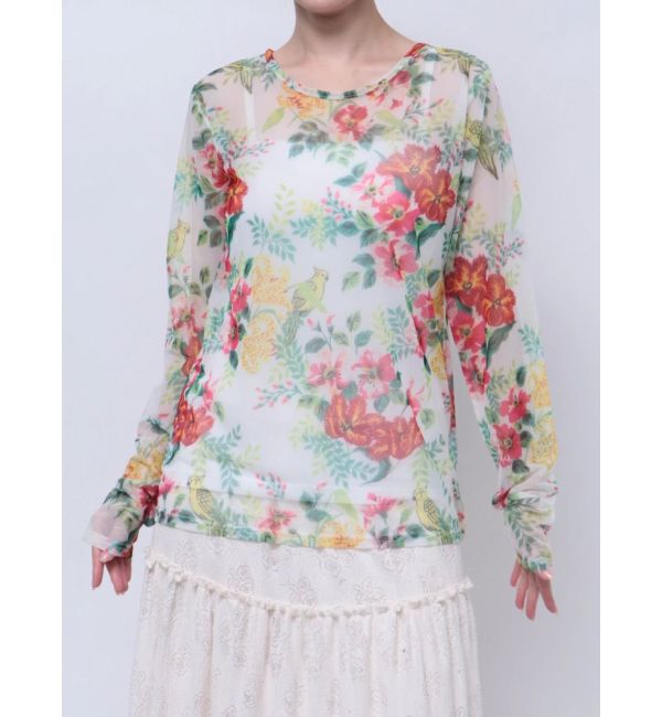 merry jenny「【KEITA MARUYAMAコラボ】パターンシアーメッシュtops」|Tシャツ・カットソー|