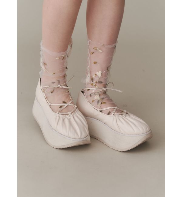 merry jenny「レースアップギャザー厚底シューズ」|その他|