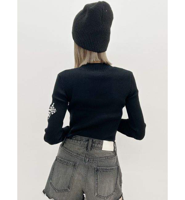 GYDA「レーサーデザインembroideryニットトップス」|ニット・セーター|