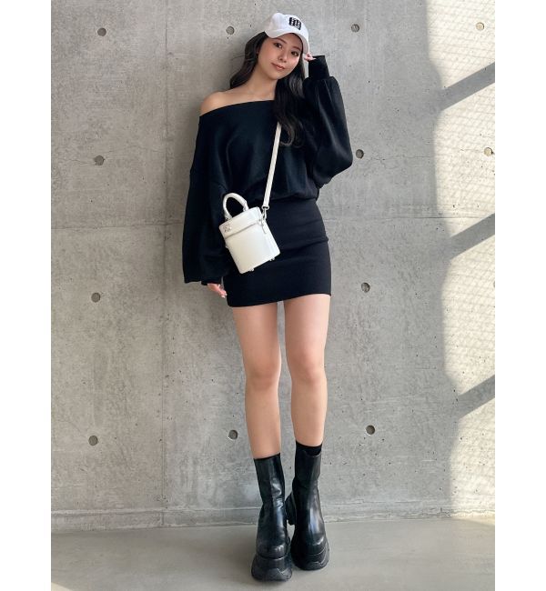 GYDA「GDドッキングオフショルGLITTERスウェットワンピース」|ワンピース|