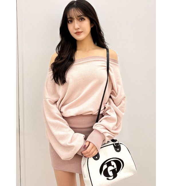 GYDA「GDドッキングオフショルGLITTERスウェットワンピース」|ワンピース|