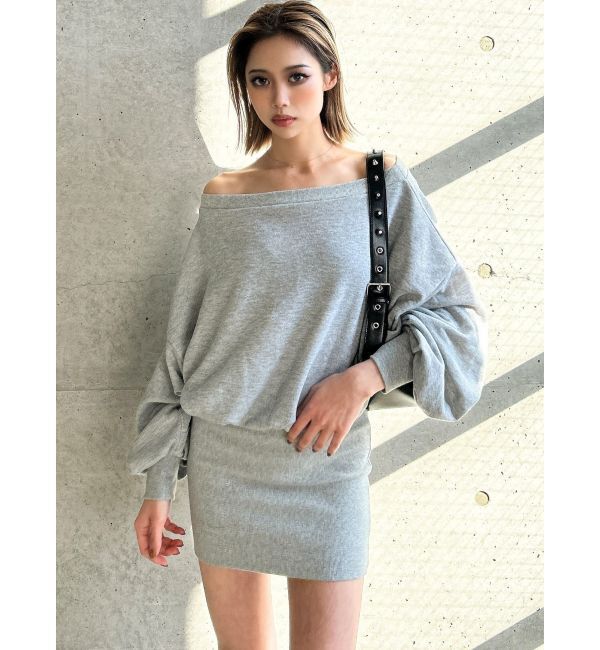 GYDA「GDドッキングオフショルGLITTERスウェットワンピース」|ワンピース|