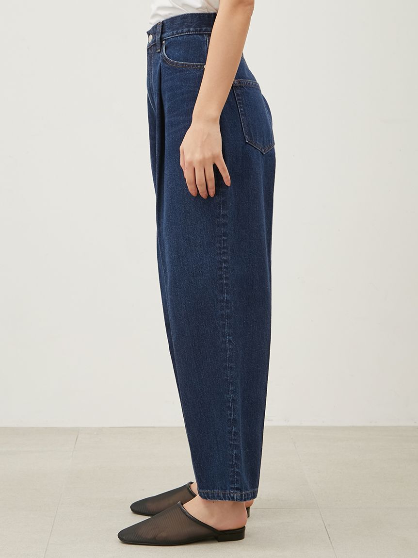 Mila Owen「センタープレスタックワイドテーパードデニムパンツ【ウォッシャブル】」|デニム|