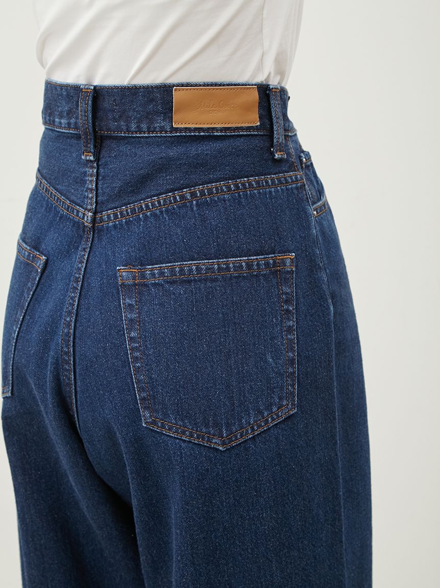 Mila Owen「センタープレスタックワイドテーパードデニムパンツ【ウォッシャブル】」|デニム|