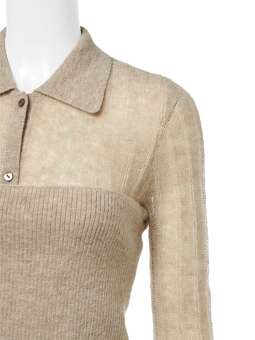 Mila Owen「【セットアイテム】ポロ襟ワイドリブベアSETモヘアニット」|ニット・セーター|