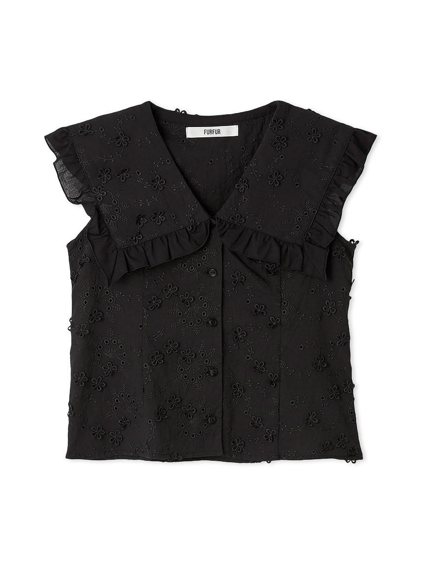 FURFUR「ビッグカラーノースリブラウス」|シャツ・ブラウス|BLK