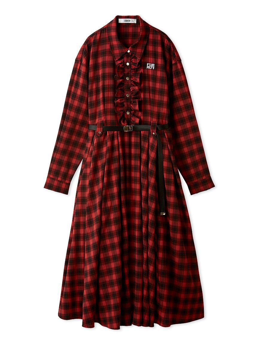 FURFUR「【限定サイズ】ベルト付きフリルシャツワンピース」|ワンピース|