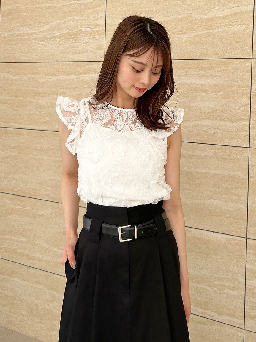 SNIDEL「レースフリルプルオーバー」|Tシャツ・カットソー|WHT