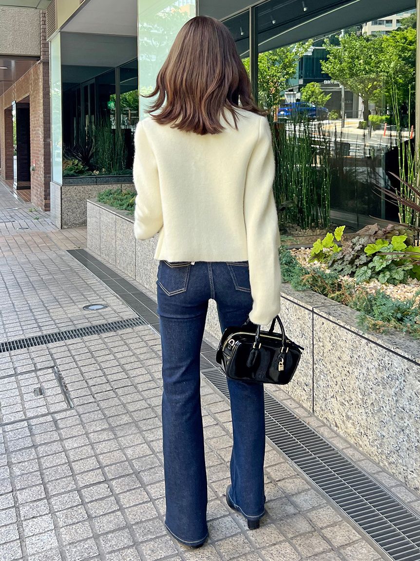 SNIDEL「フォックスニットジャケット」|ノーカラージャケット|