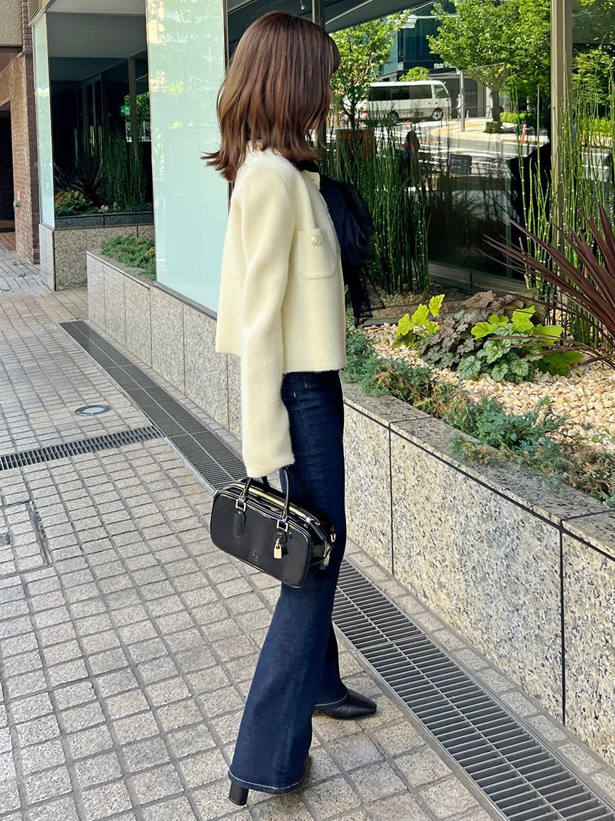 SNIDEL「フォックスニットジャケット」|ノーカラージャケット|