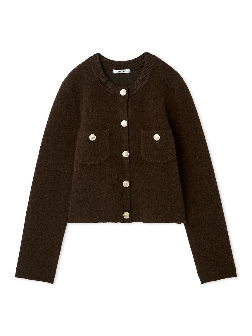 SNIDEL「フォックスニットジャケット」|ノーカラージャケット|