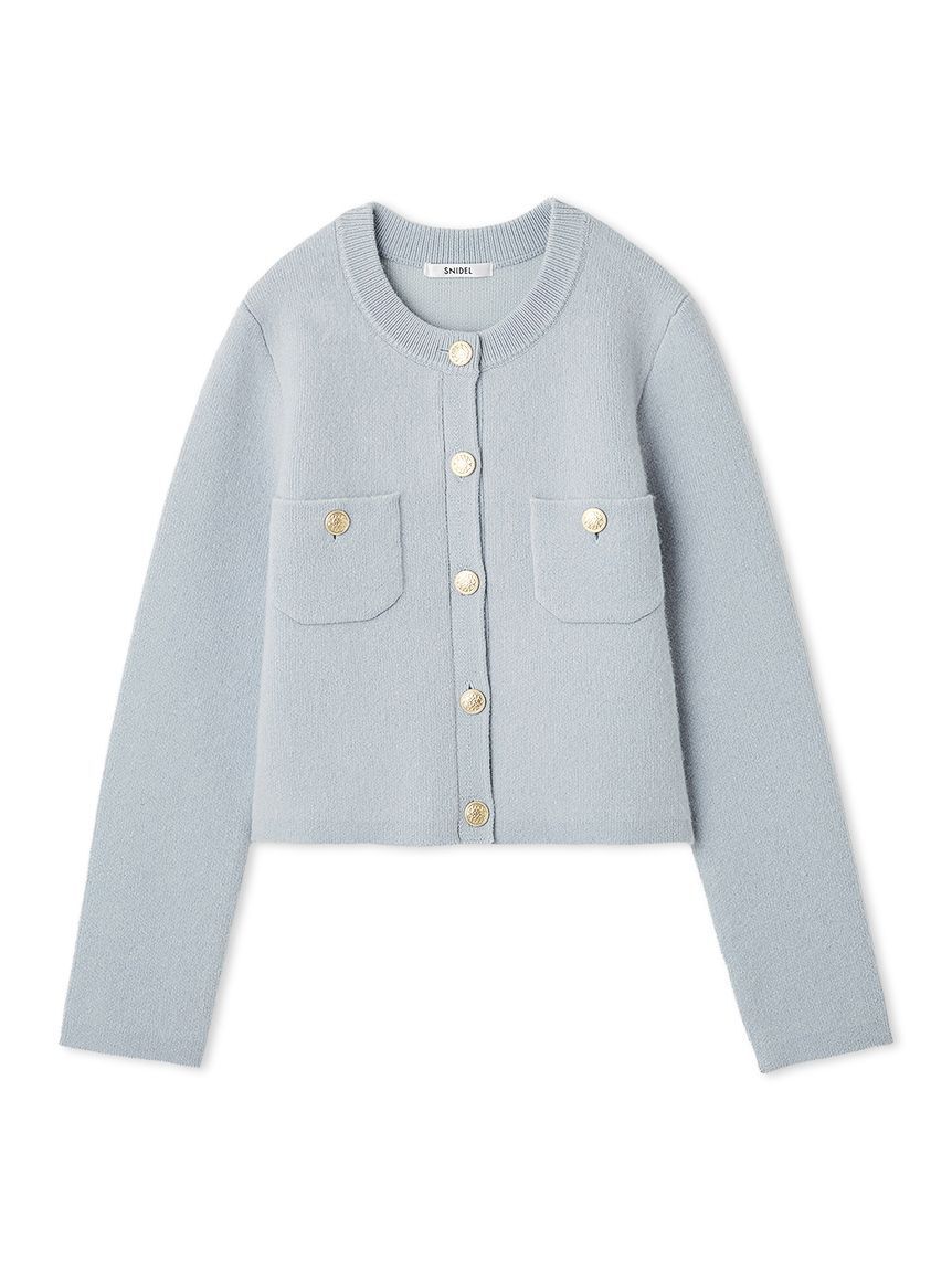 SNIDEL「フォックスニットジャケット」|ノーカラージャケット|