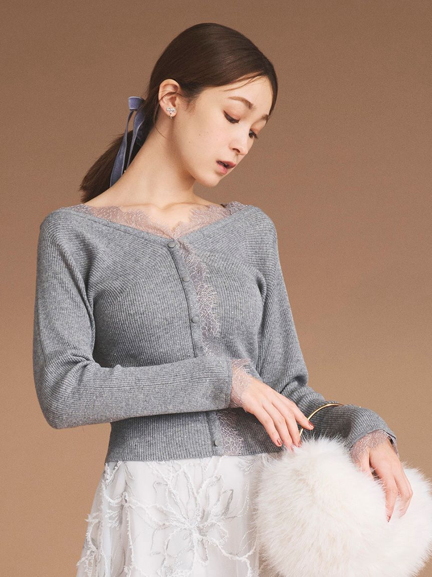 CELFORD「レーストリムニットプルオーバー」|ニット・セーター|