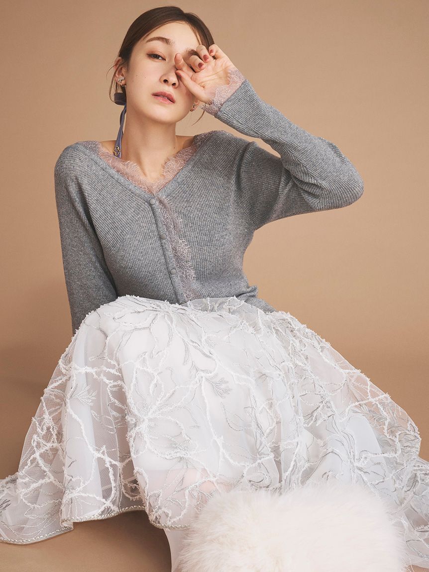 CELFORD「レーストリムニットプルオーバー」|ニット・セーター|