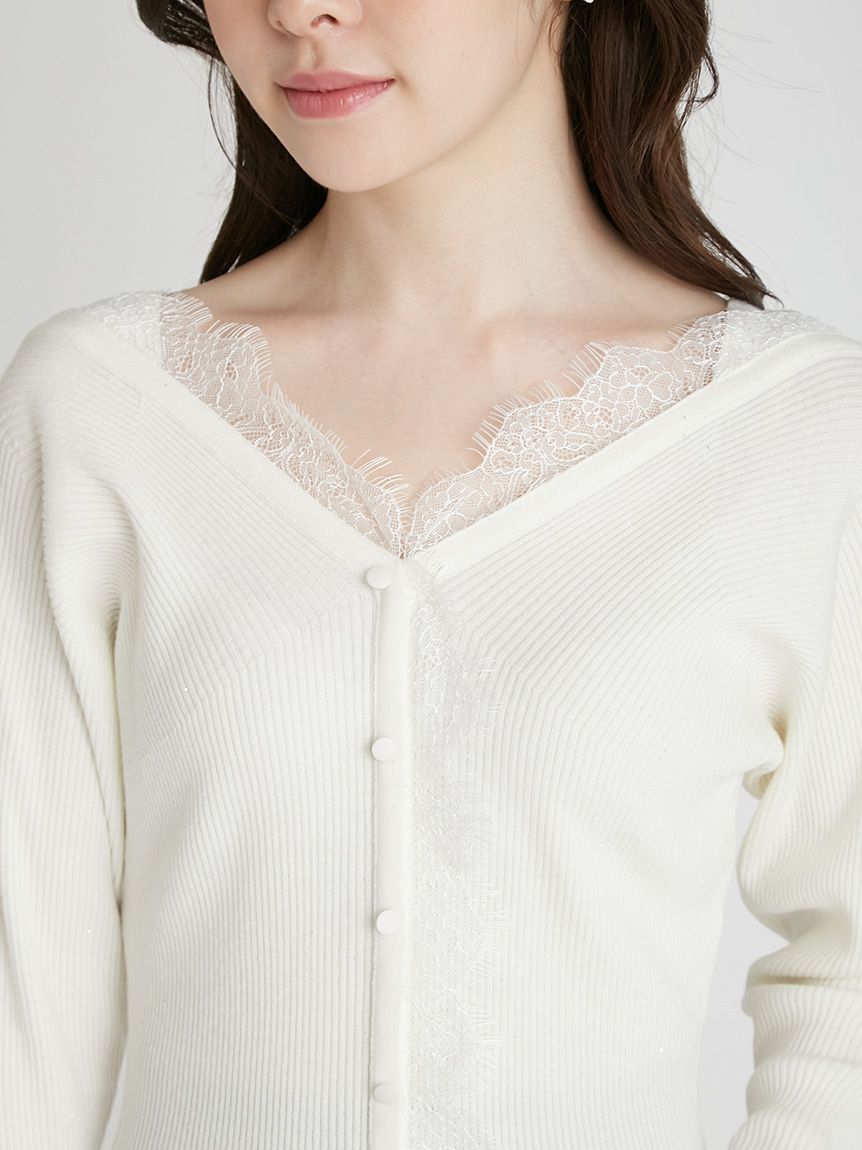 CELFORD「レーストリムニットプルオーバー」|ニット・セーター|