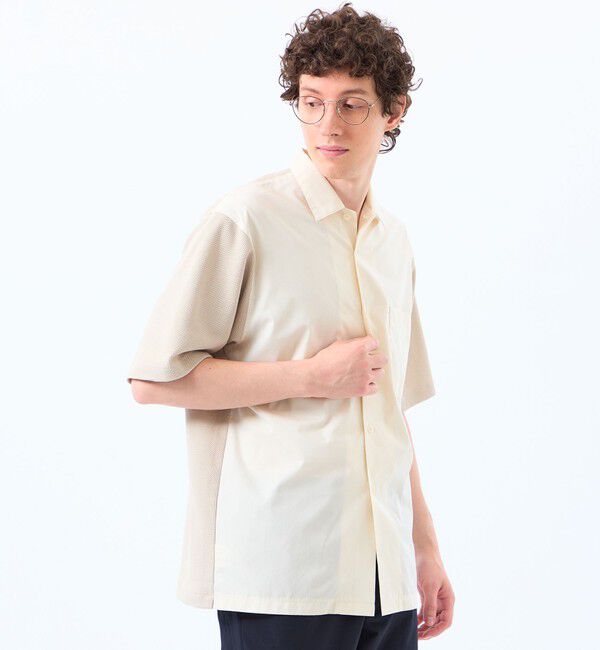 MACKINTOSH PHILOSOPHY「ニットコンビシャツ ケーブルニット&times;ブロード」|シャツ・ブラウス|アイボリー