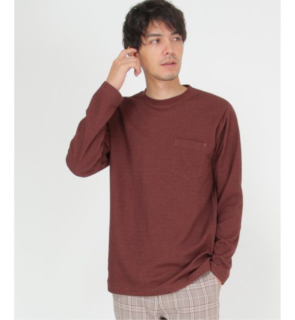 ikka「ライトダンボールダブルフェイスロンT」|Tシャツ・カットソー|ワイン