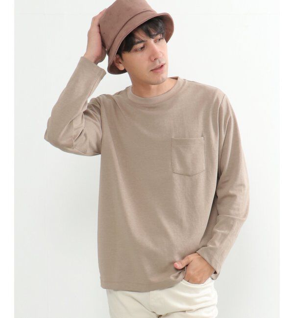 ikka「ライトダンボールダブルフェイスロンT」|Tシャツ・カットソー|ベージュ