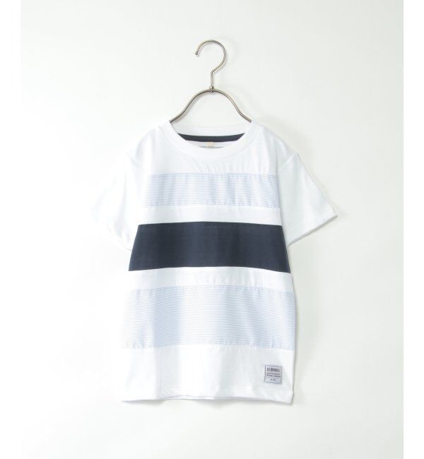 ikka kids「布帛ボーダー切り替えTシャツ（120~160cm）」|Tシャツ・カットソー|