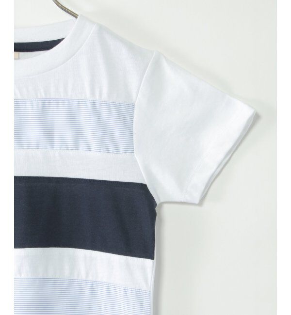 ikka kids「布帛ボーダー切り替えTシャツ（120~160cm）」|Tシャツ・カットソー|