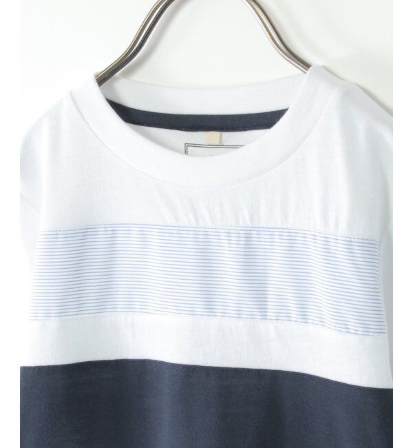 ikka kids「布帛ボーダー切り替えTシャツ（120~160cm）」|Tシャツ・カットソー|