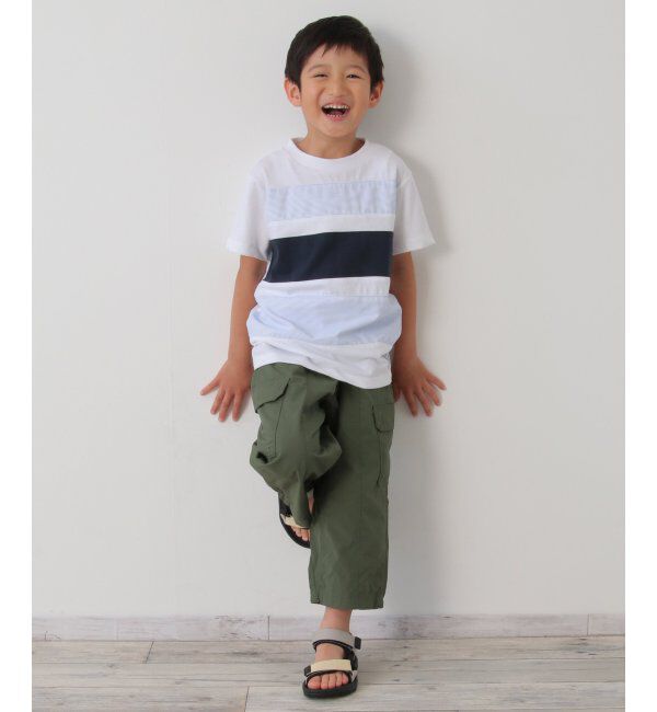 ikka kids「布帛ボーダー切り替えTシャツ（120~160cm）」|Tシャツ・カットソー|