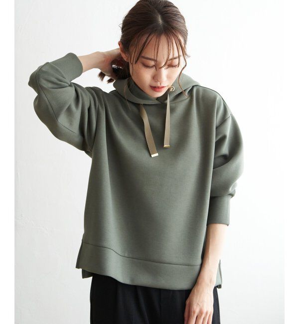 ikka「ダンボールニットフードパーカー」|パーカー|Dkグリーン