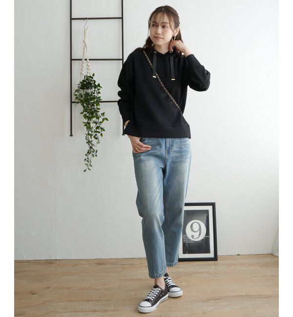 ikka「ダンボールニットフードパーカー」|パーカー|