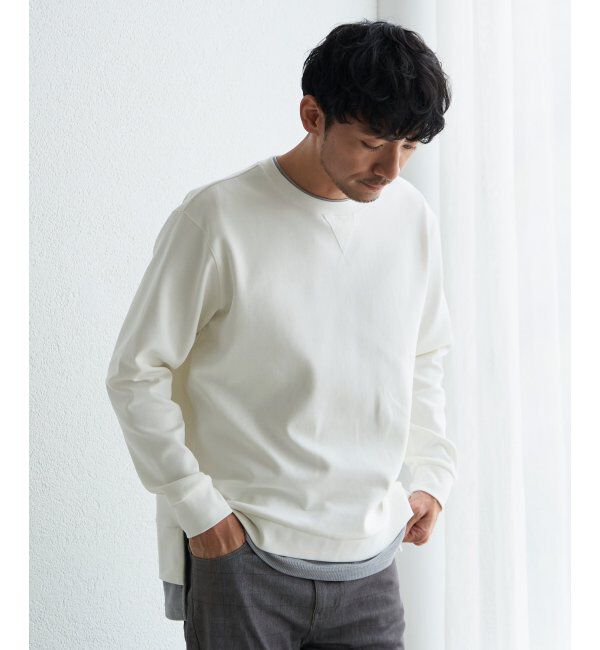 ikka「【抗菌防臭】GOKU楽ダンボールフェイクプルオーバー」|パーカー|ホワイト