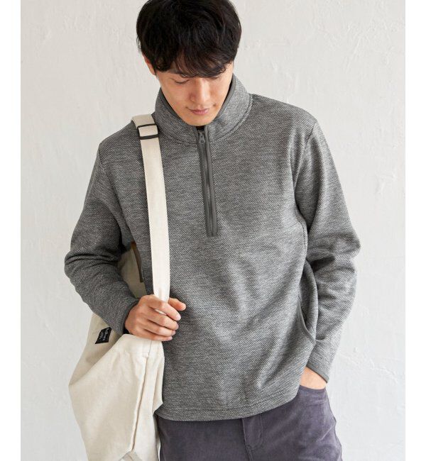 ikka「ウールライクニットハーフジッププルオーバー」|パーカー|グレー