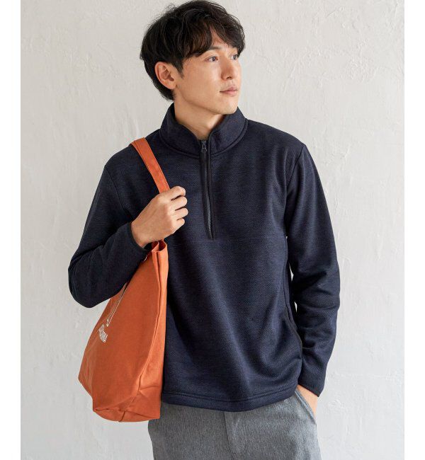 ikka「ウールライクニットハーフジッププルオーバー」|パーカー|ネイビーブルー
