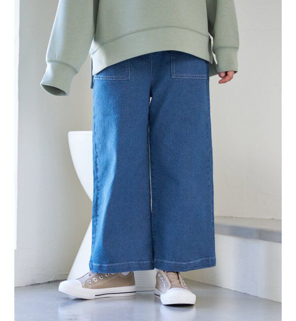 ikka kids「バックレースアップデニムベーカーパンツ（120~160cm）」|その他|ブルー