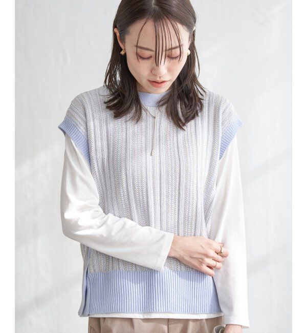 ikka「【雑誌InRed4月号掲載】【2点セット／親子おそろい】サイドボタンニットベストアンサンブル」|ニット・セーター|