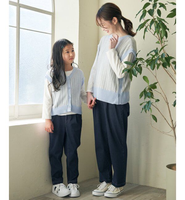 ikka「【雑誌InRed4月号掲載】【2点セット／親子おそろい】サイドボタンニットベストアンサンブル」|ニット・セーター|