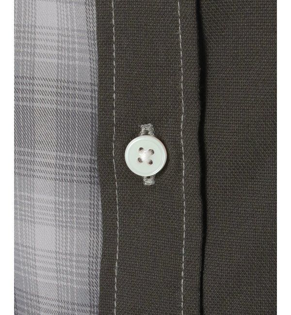 ikka「7分袖オックスブロックスチェック切り替えシャツ」|シャツ・ブラウス|