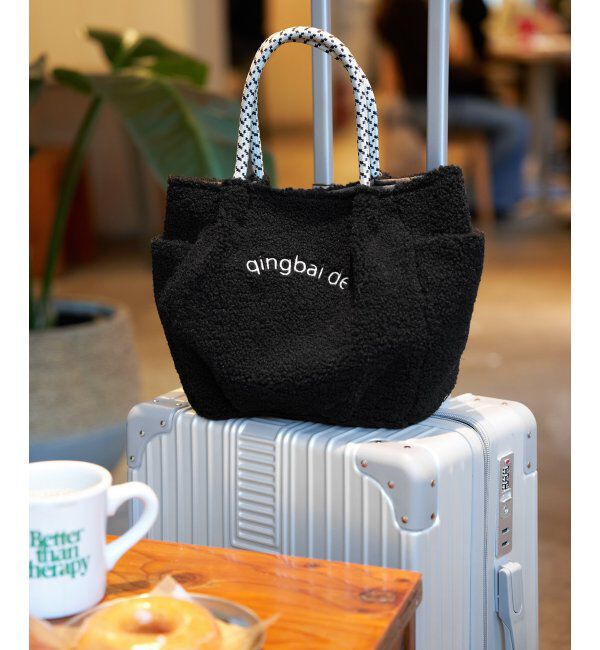 ikka「ボアロゴ入りミニトートバッグ」|その他|ブラック