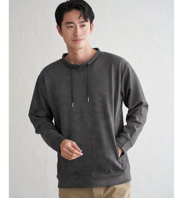 ikka「GOKU楽スエードジップルーイカラー」|パーカー|