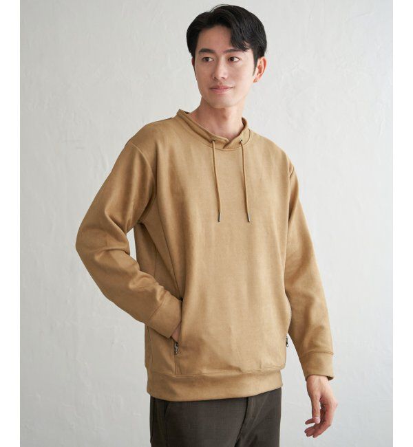 ikka「GOKU楽スエードジップルーイカラー」|パーカー|