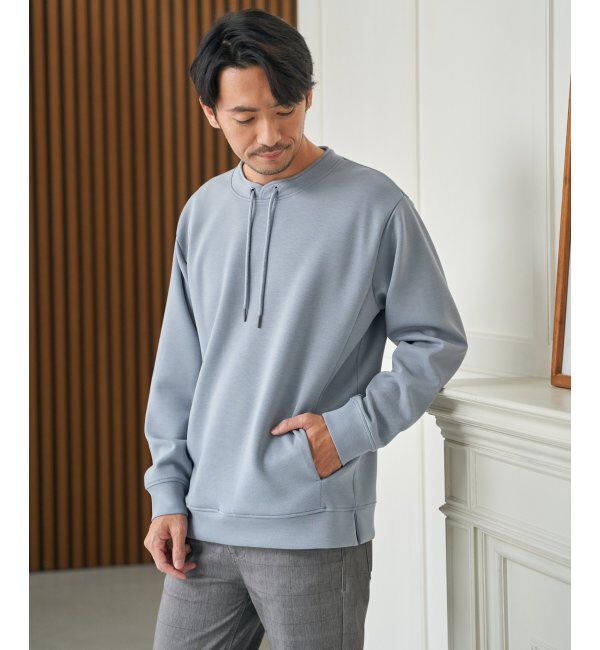 ikka「GOKU楽リップルダンボールルーイカラー」|パーカー|サックスブルー