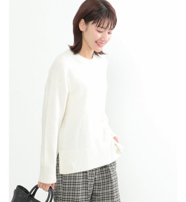 Lbc with Life「【洗える】アンゴラ混クルーニット」|カーディガン|ホワイト